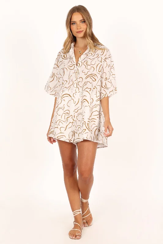 Kellie Romper - White/Beige