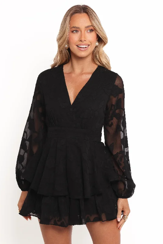 Broxy Long Sleeve Romper - Black