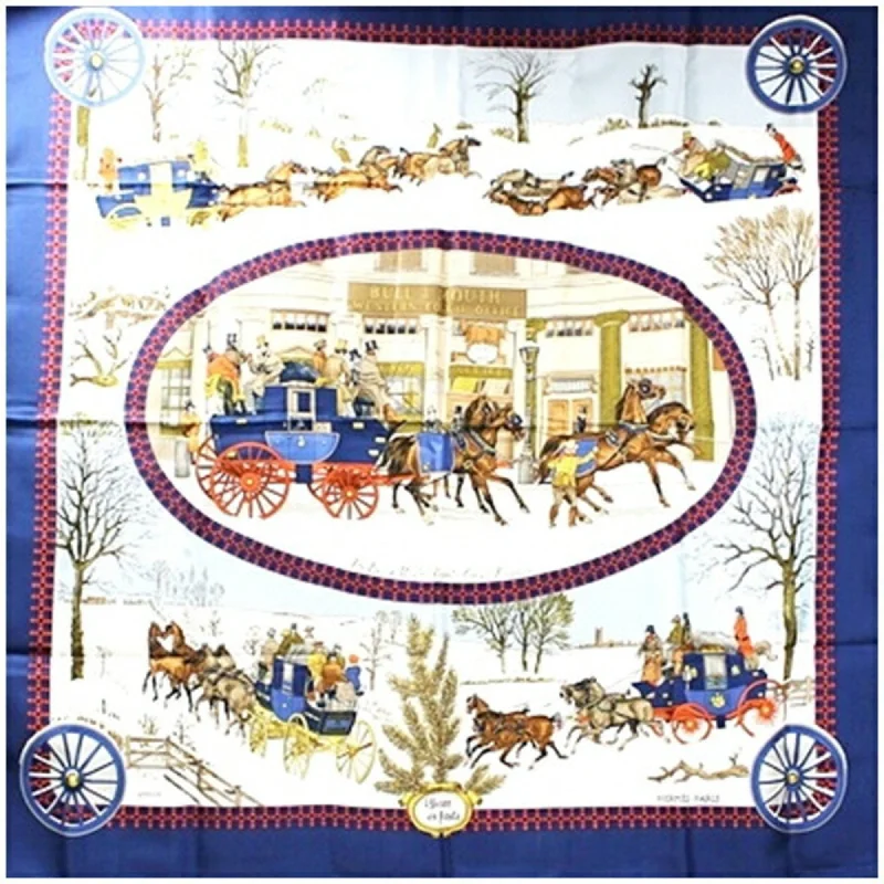 Hermes  Navy Silk Scarf (Pre-Owned)