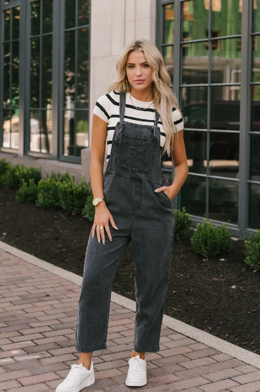 Washed Black Tencel Overalls - FINAL SALE