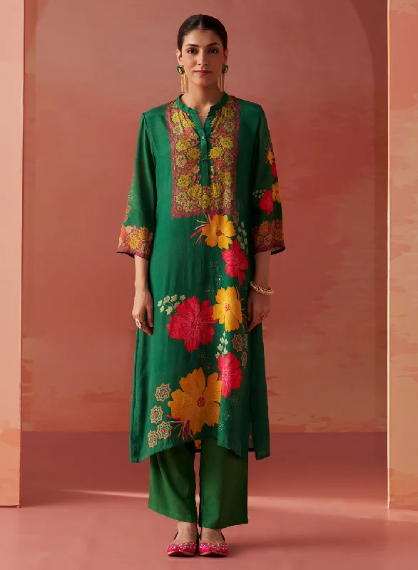 Sameera Green Printed Viscose Co-ord Set for Women