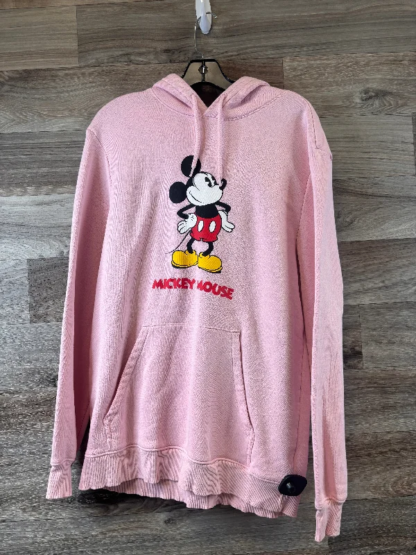 Sweatshirt Hoodie By H&m In Black & Pink, Size: M