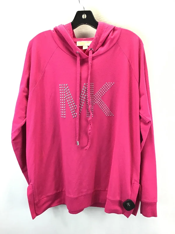 Athletic Sweatshirt Hoodie By Michael By Michael Kors In Pink, Size: Xl