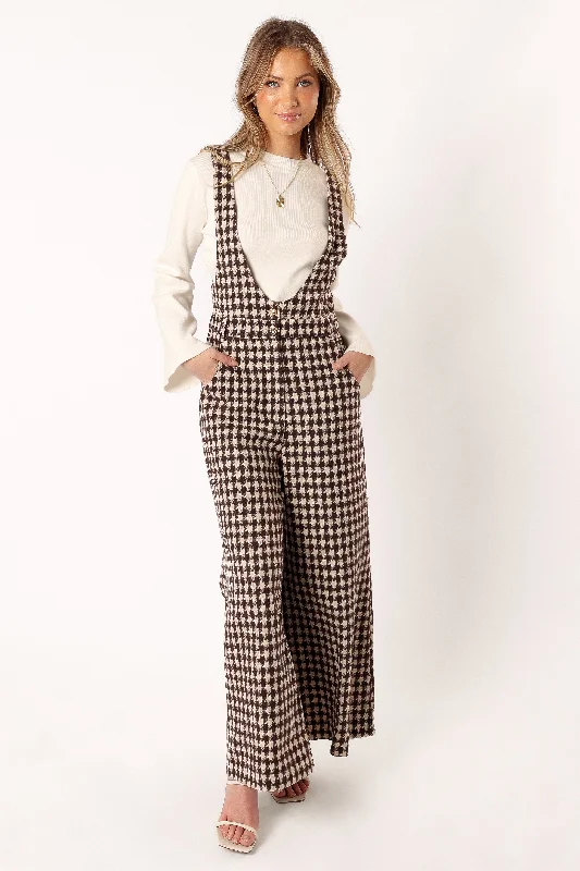 Jackson Jumpsuit - Tan Houndstooth