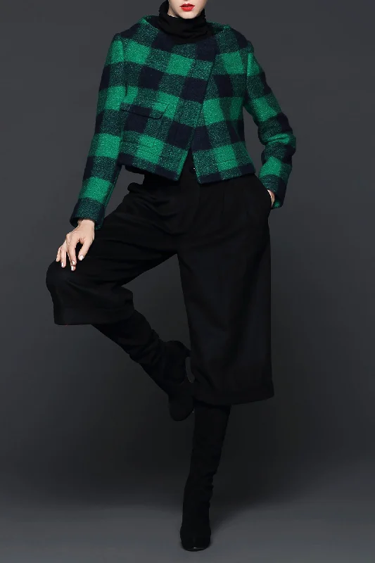 Elena Multiple Color Plaid Wool Coat Jacket