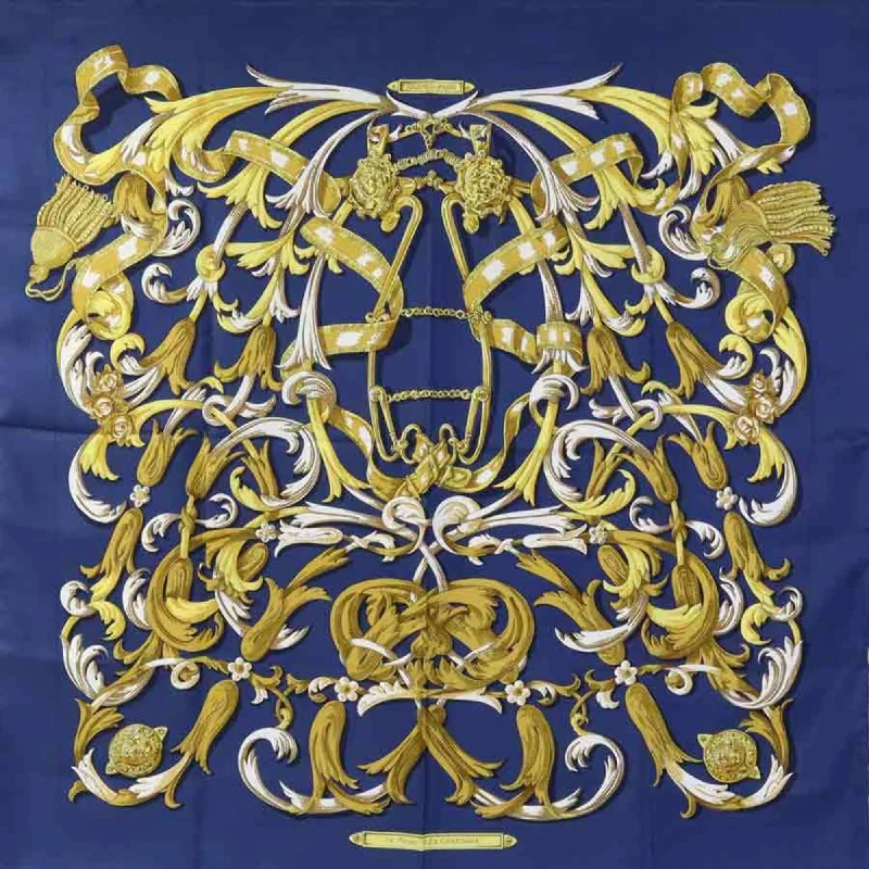 Hermes  Navy  Silk Scarf (Pre-Owned)