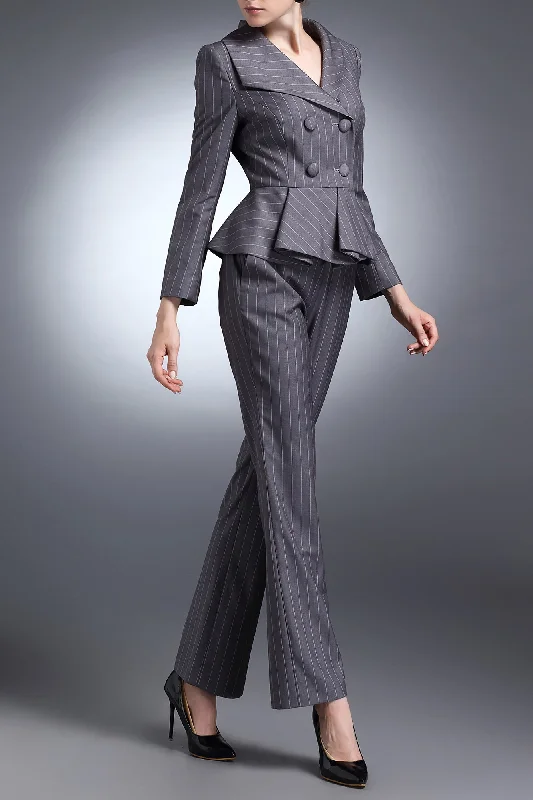 Gray Stripe Catherine Pant Suit