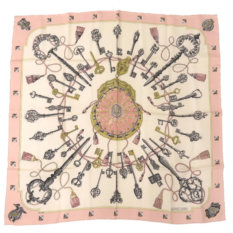 Hermes ivory  pink Silk Scarf (Pre-Owned)