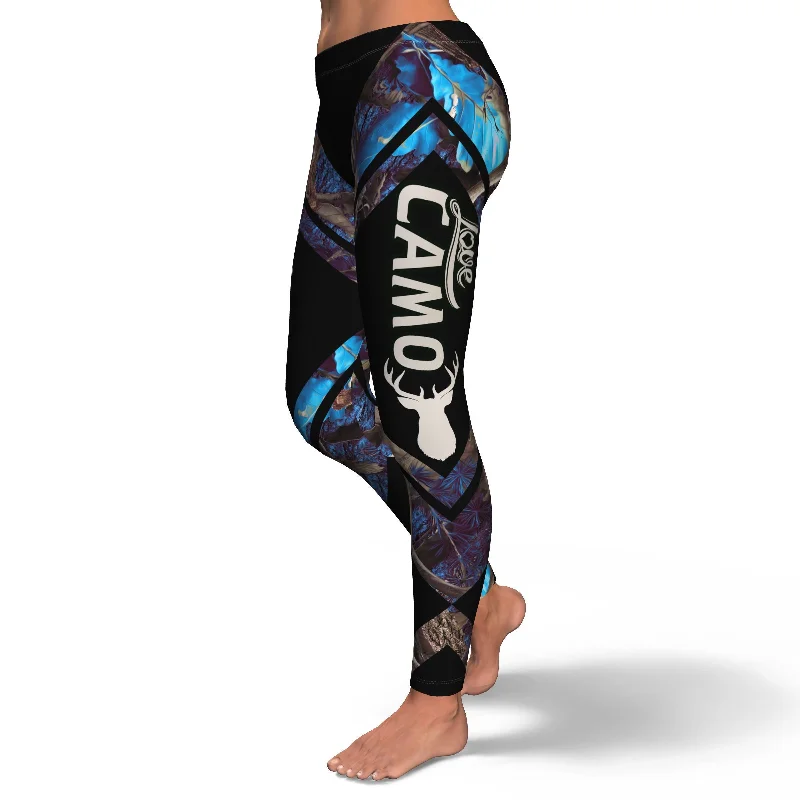 Love Camo Blue Stripes Leggings