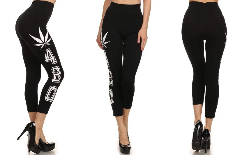 Marijuana Cannibis 420 Stretch Leggings