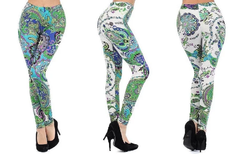 Green Paisley Comfort Leggings