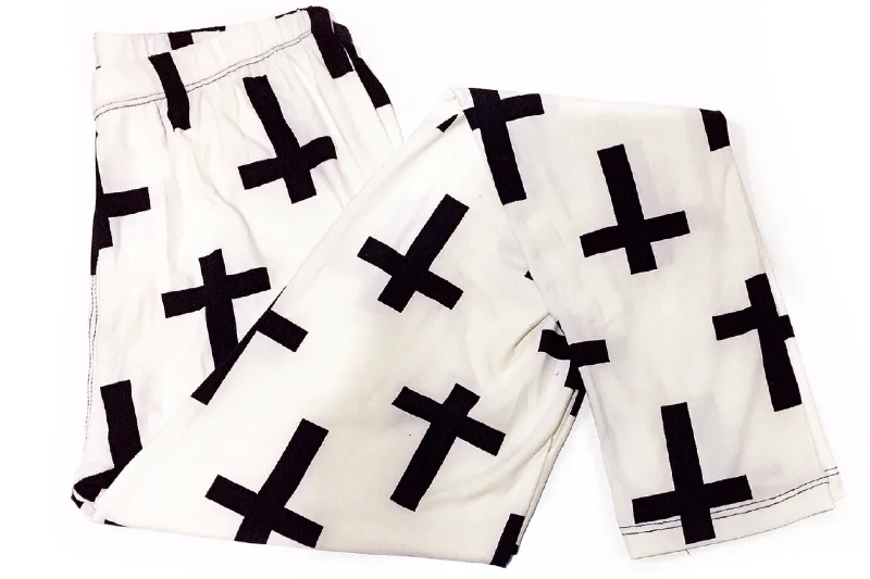 Cross Designed Leggings (Black & White)