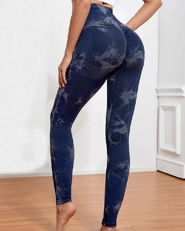 Batik Bauchkontrolle Weiche Stretch Leggings schlanke Fitness Yogahose in voller Länge