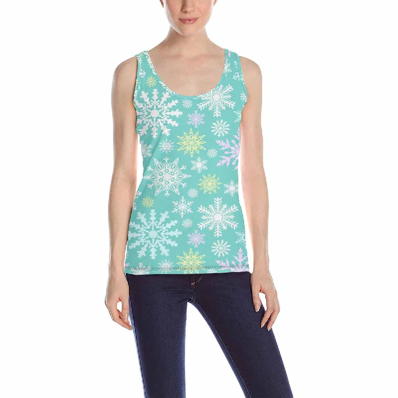 Womens Tank Tops print with winter snowflake