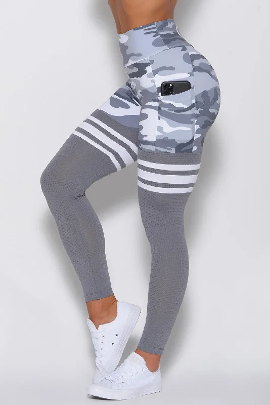 Pantalon de Sport Femme A Raye Imprime Camouflage Gris