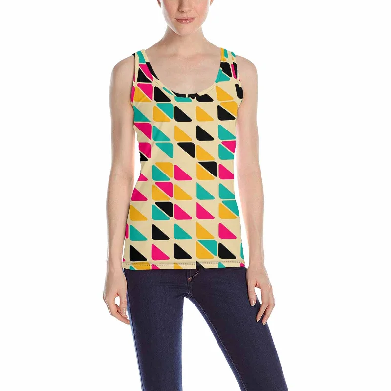 Womens Tank Tops print with Retro abstract triangles pattern