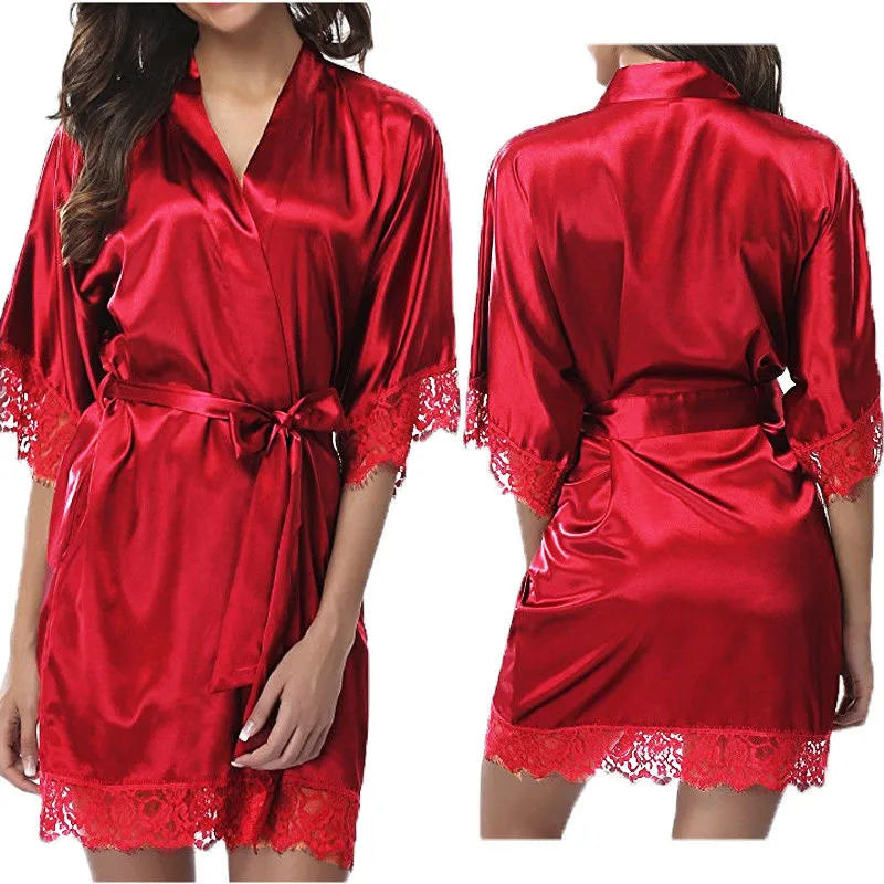 Sexy Lace Satin Silk Nightdress - Plus Size Babydoll