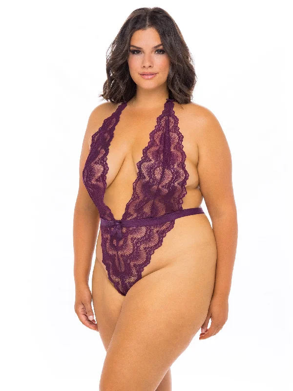 Curvy Alessa Super Plunge Lacy Teddy