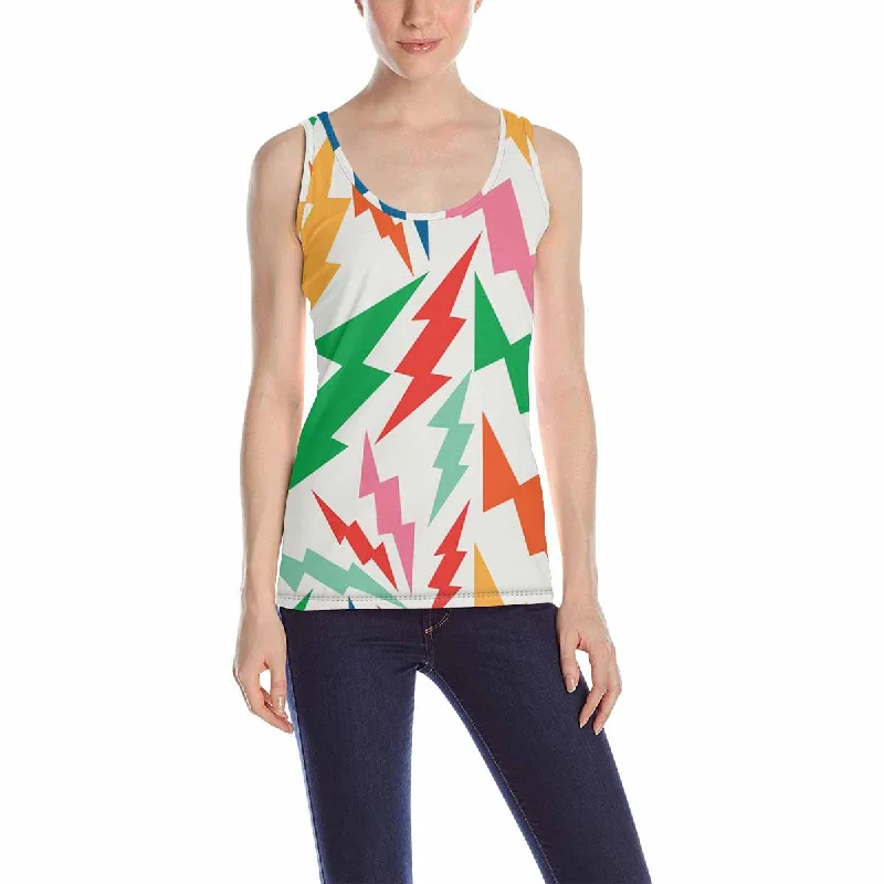 Womens Tank Tops print with retro lightning