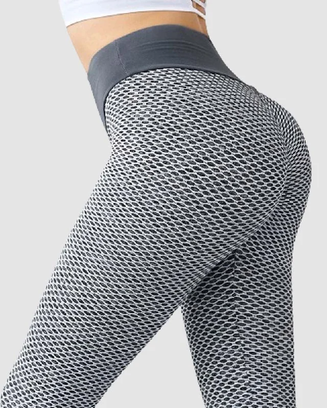 Wabenförmige Po-Lifting Anti Cellulite Workout Leggings Hohe Taille Yoga Hose