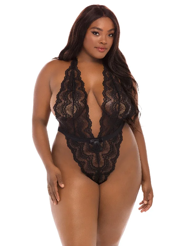 Curvy Alessa Super Plunge Lacy Teddy