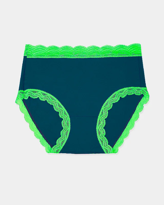 High Rise Brief - Midnight Neon Green