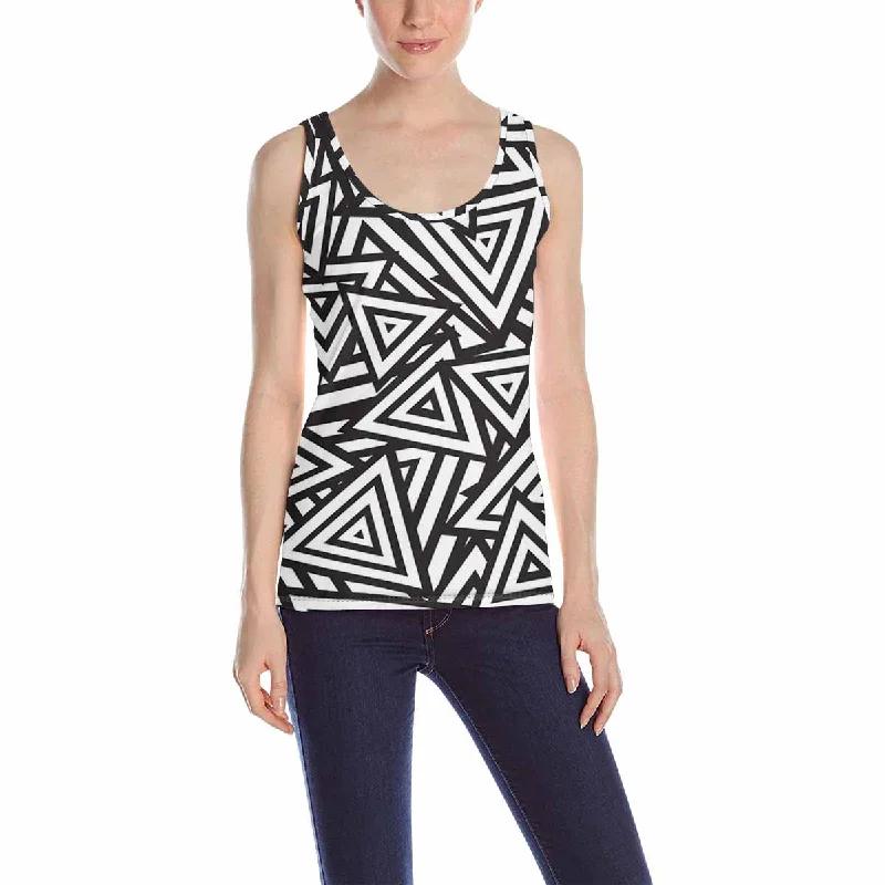 Womens Tank Tops print with Abstract black and white pattern