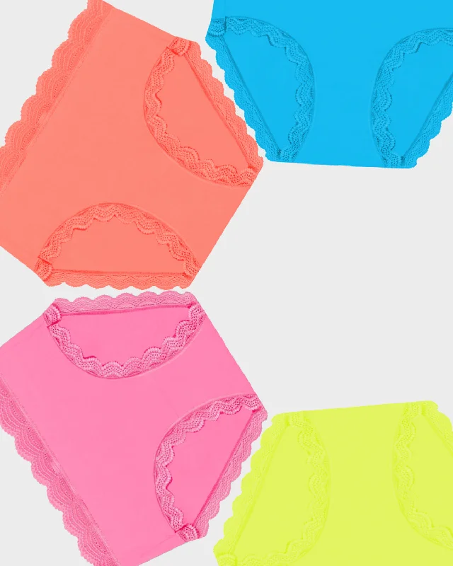 High Rise Brief Four Pack - Neon Brights