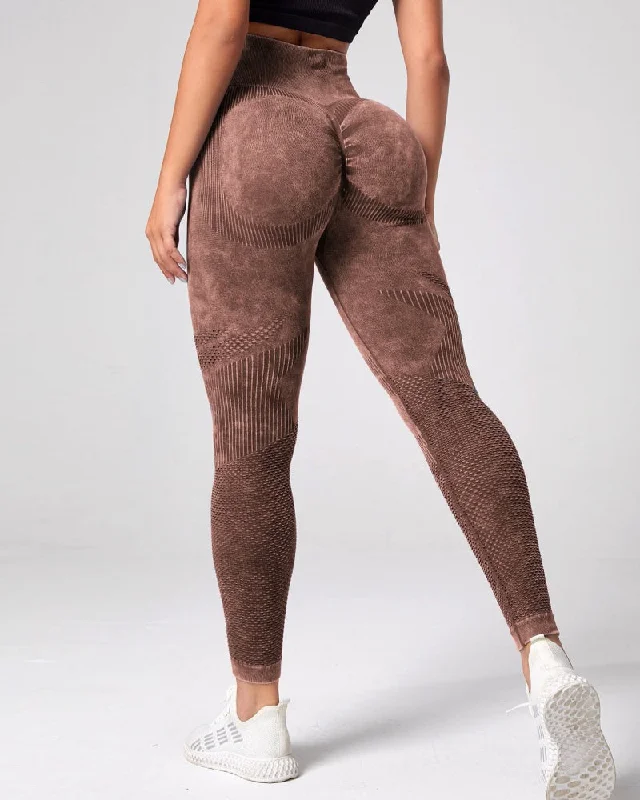 Nahtlose Yogahose mit Hoher Taille und Pfirsichfarbener Fitnesshose zum Anheben der Hüfte