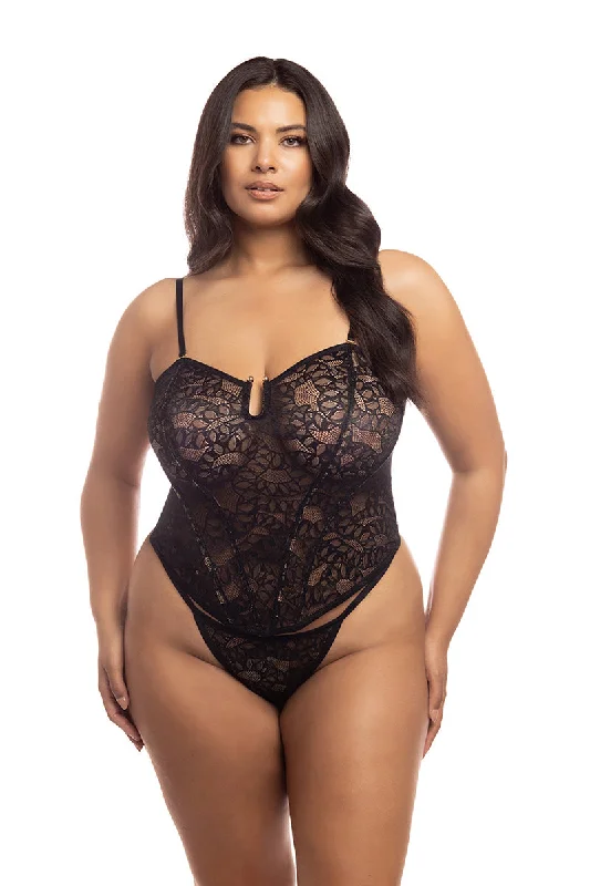 Curvy Kai Snake Lace Bustier Bra Set