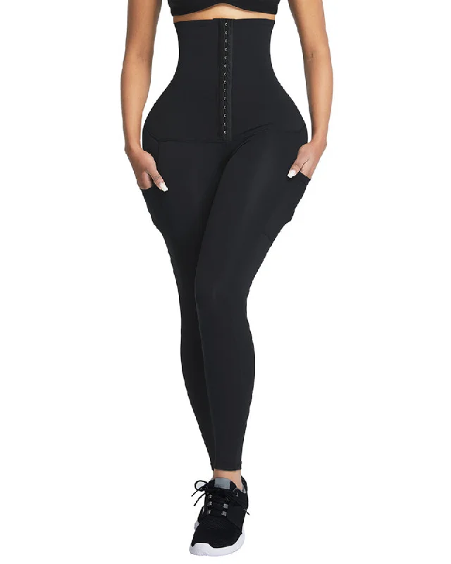 Damen Kompressions Leggings mit hoher Taille und Taschen