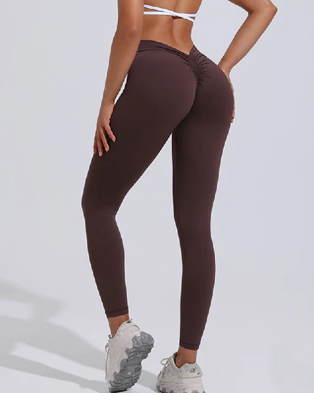 V-Rücken Scrunch Butt Lift Leggings Hohe Taille Bauchkontrolle Fitnessstudio Yogahose