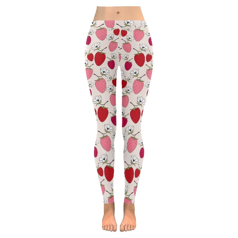 Zenzzle pink strawberries womens Low Rise yoga plus size Leggings XXS-5XL