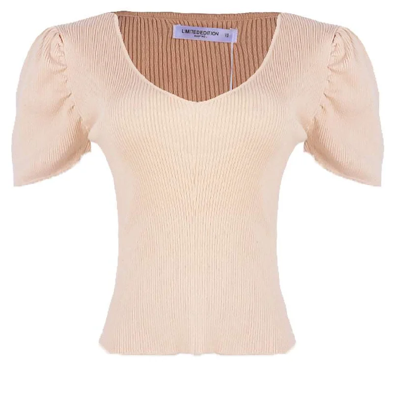 REDTAG Beige Formal Jersey Tops for Women