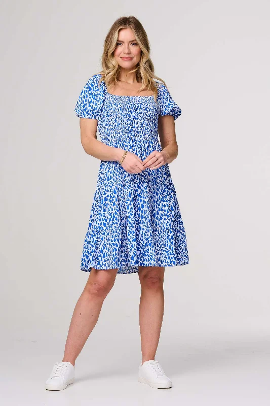 Heart Print Knee Length Smock Dress