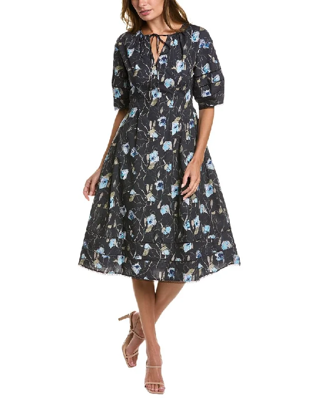 Marchesa Notte Aster Printed Midi Dress