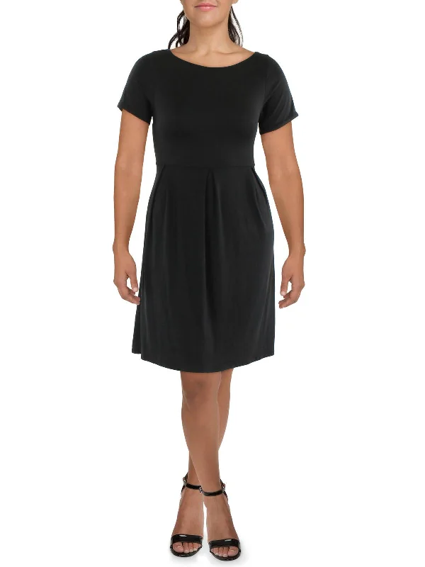 Womens Short Sleeve Knee Length Midi Dress