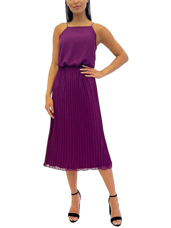 Womens Sleeveless Polyester Midi Dress