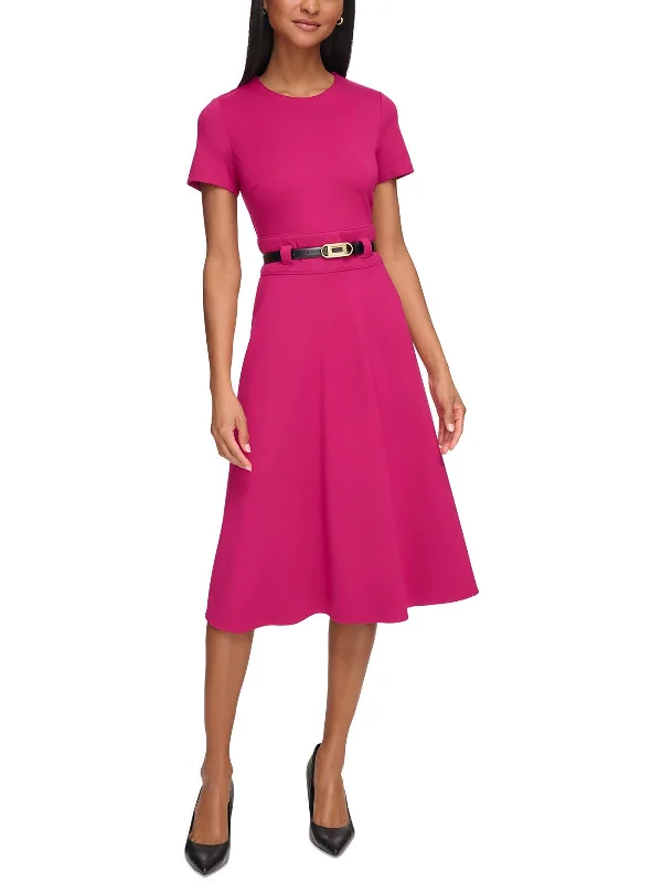 Womens Solid Rayon Midi Dress