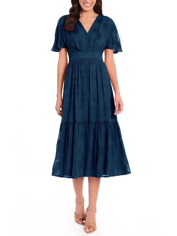 Womens Tiered Burnout Midi Dress