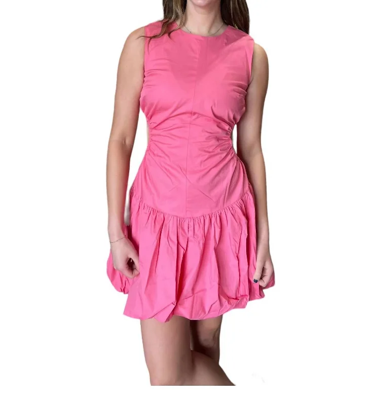 Cut Out Bubble Hem Mini Dress In Pink