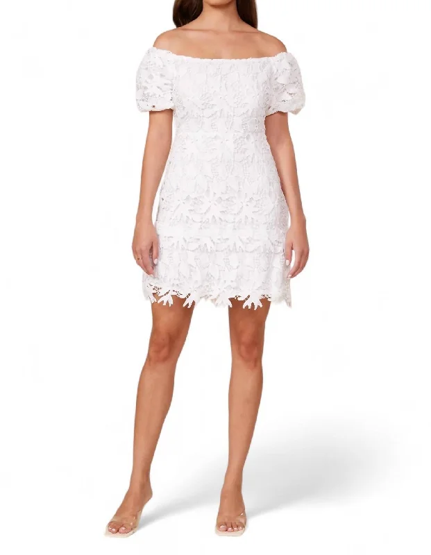 Fae Lace Mini Dress In White