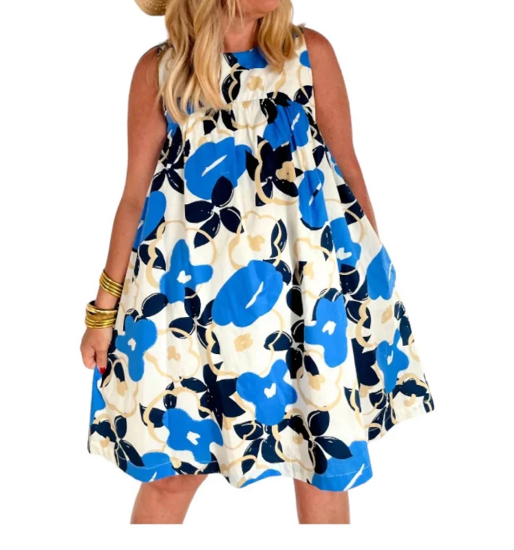 Floral Mini Dress In Blue