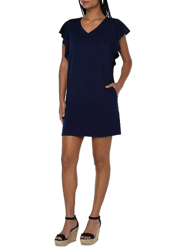 Juniors Womens Crewneck Mini T-Shirt Dress