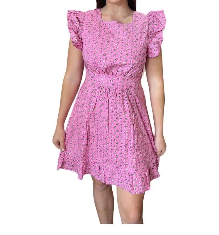 Tie Back Mini Dress In Pink