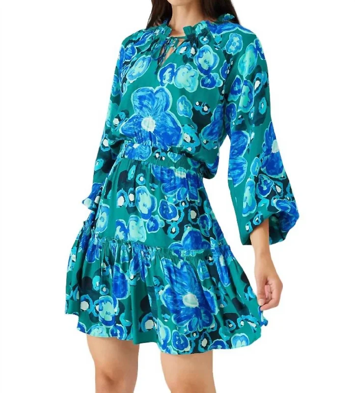 Vita Mini Dress In Floral Pond Jade