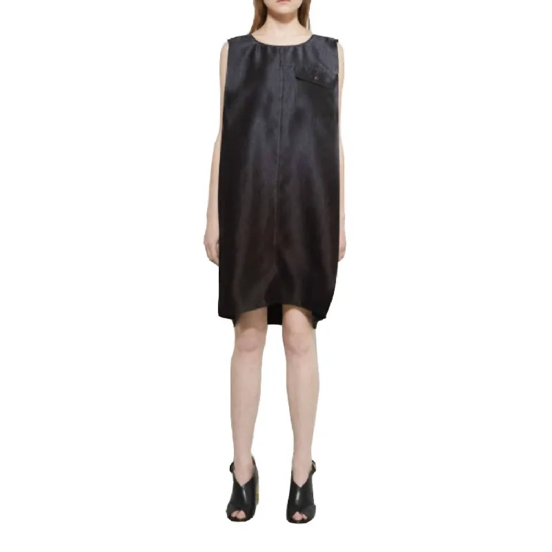 Women's 100% Silk Mini Dress In Charcoal