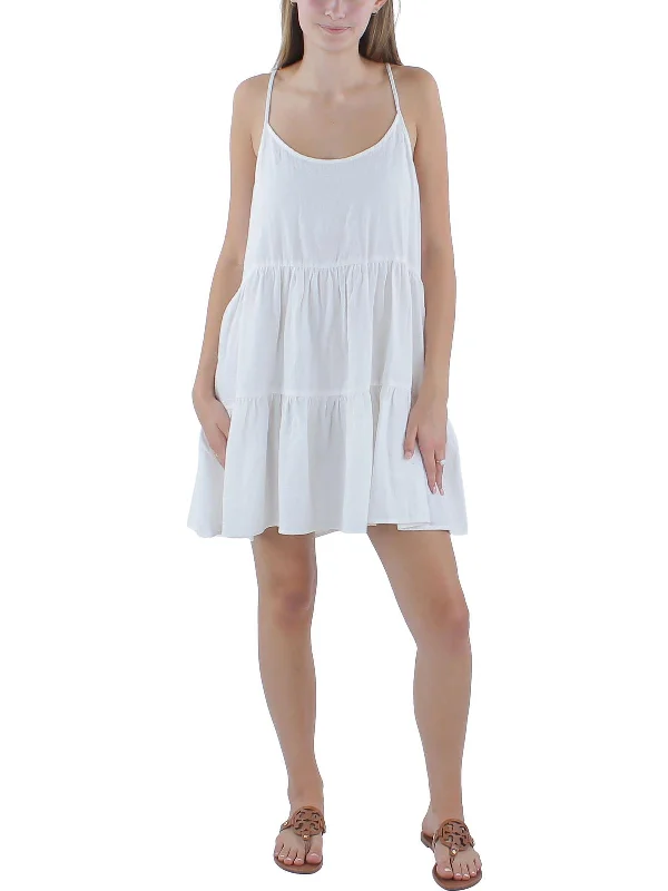 Womens Textured Cotton Mini Dress