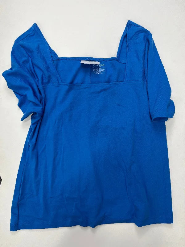 Blue Top Short Sleeve Lane Bryant O, Size 1x