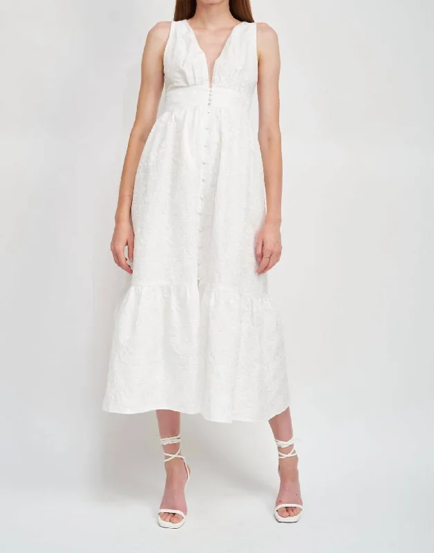 Corsica Jaquard Maxi Dress In White